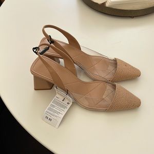 Zara sling backs, nude, size 8
